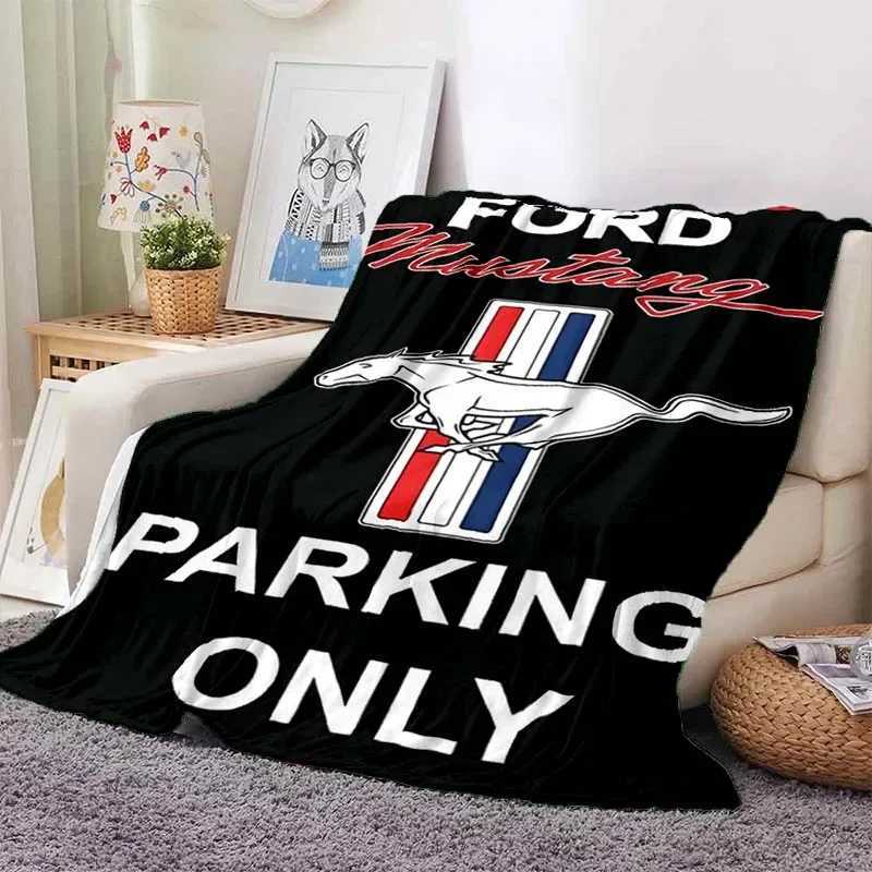 Fashion Sports Car F-Ford Mustang Plush Blanket Four Seasons Home Portable Picnic Warm Children Adult Gift Blanket Y240815