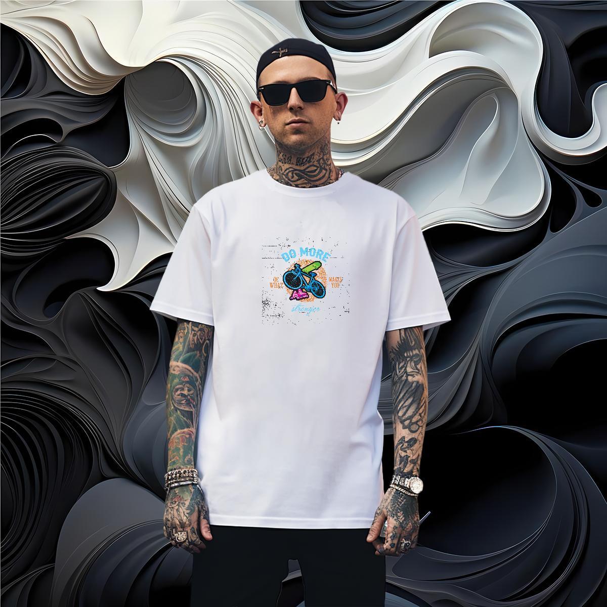 Loose Fit bicycle T-Shirts Street Wear Men Tops Tees 100% Cotton 230g 2024 O Neck Short Sleeves Oversized 3XL 4XL Tees Shirts