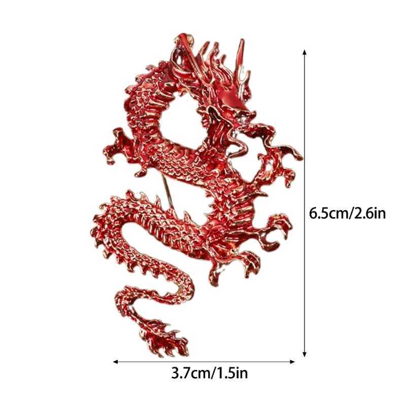 Traditional Dragon Chest Chinese Culture Collar Pin Chinese Zodiac Party Pin W240815