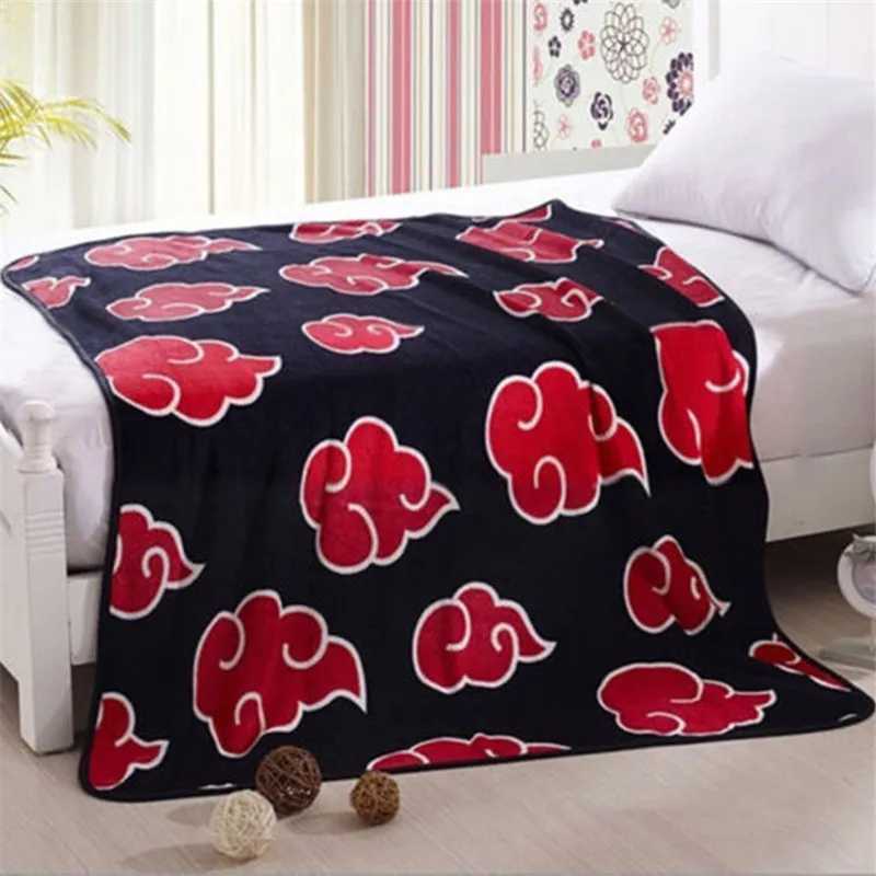 Anime Hokage Akatsuki Blanket Red Cloud Soft Warm Coral Fleece Throw Home Plush Bedroom Sheet Cosplay Winter Children Y240815