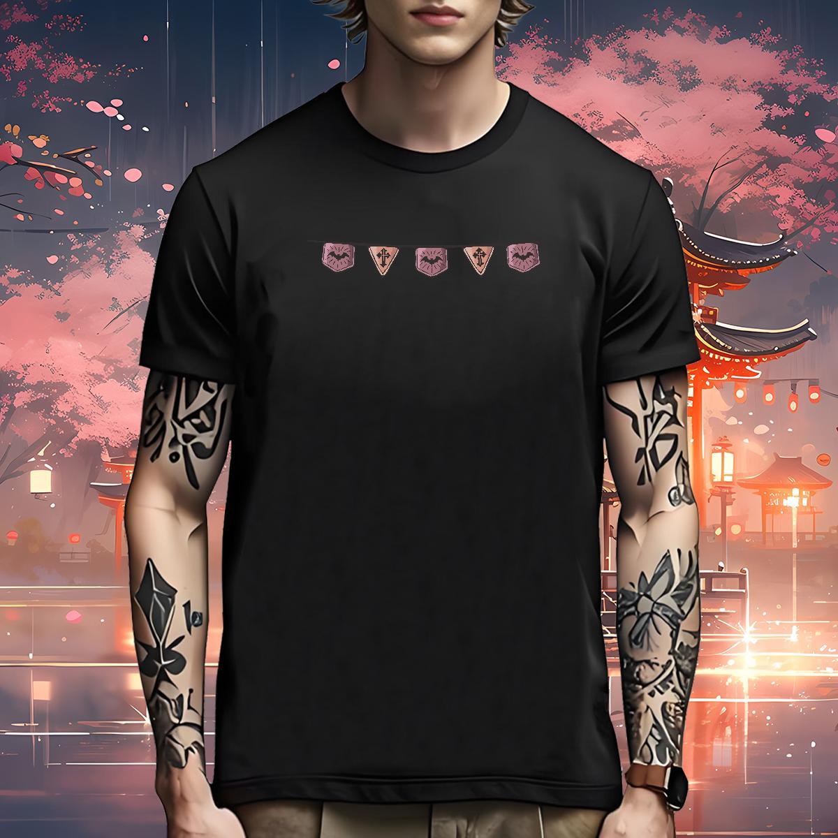 Loose Fit T-Shirts for Men halloween O-Neck Short Sleeve Anime Printing Street Custom Printed 230g Pure Cotton Men Tees Fashion New Clothes