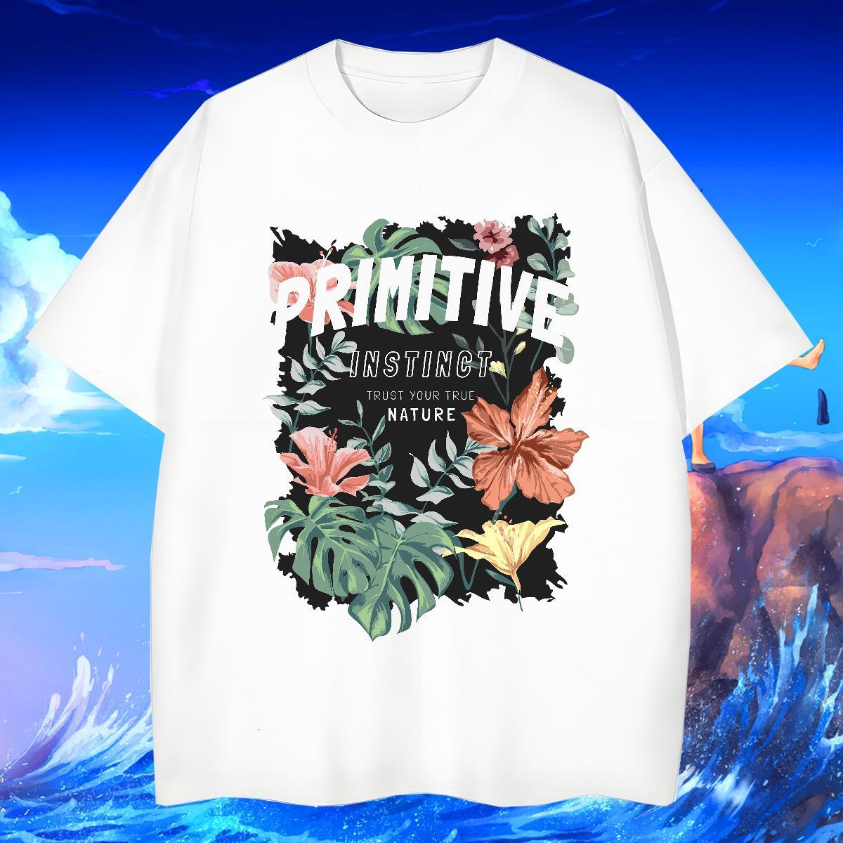 T shirt 230g 100% Cotton flower Sport Short Sleeve Soft Custom Printing Men Clothes T-Shirt Casual New Classic Tops Tees