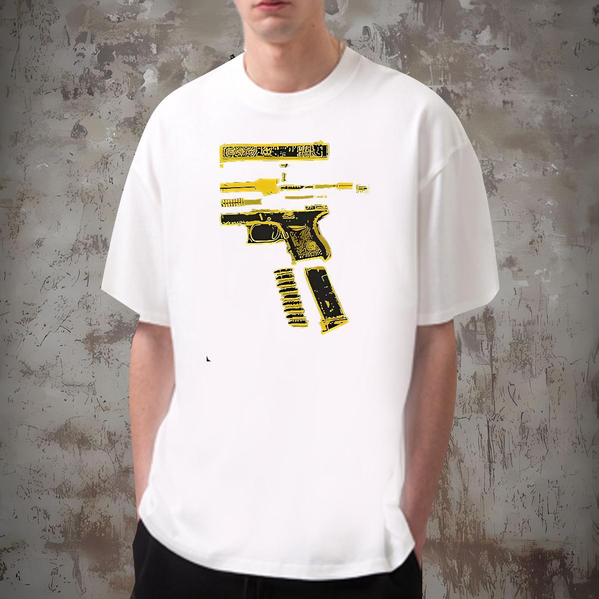 Unisex pistol Man T Shirts Spring Summer Men Clothes T-Shirt 230g Cotton Designer O-Neck Short Sleeve Oversized 4XL Tops