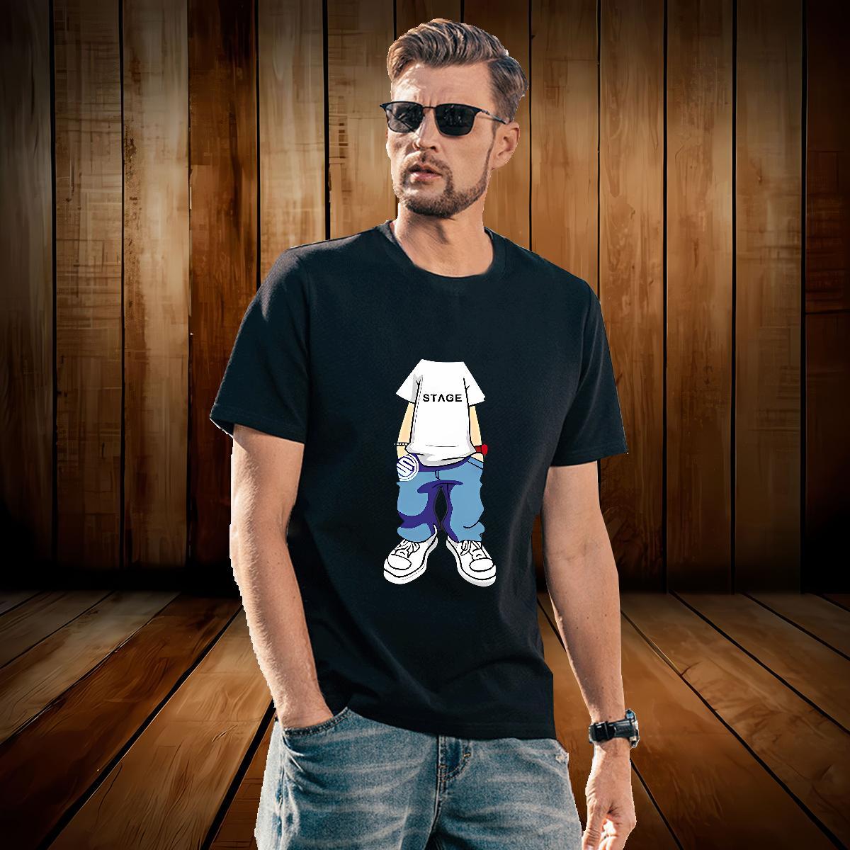 T-Shirts for Men 100% Cotton 230g character Summer Casual Short Sleeve O-Neck Skull Tshirts 2024 DIY Brand Tops Shirt