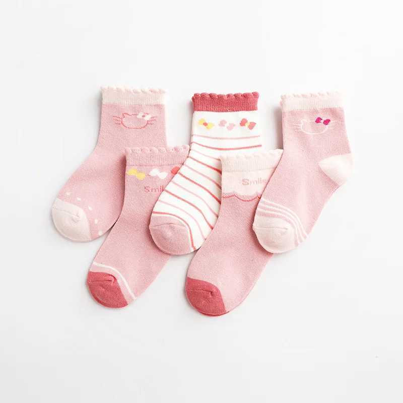 5 pairs/batch of childrens soft cotton socks for boys and girls cute cartoon style for teenagers fashionable and warm 1-12 autumn and winter new child
