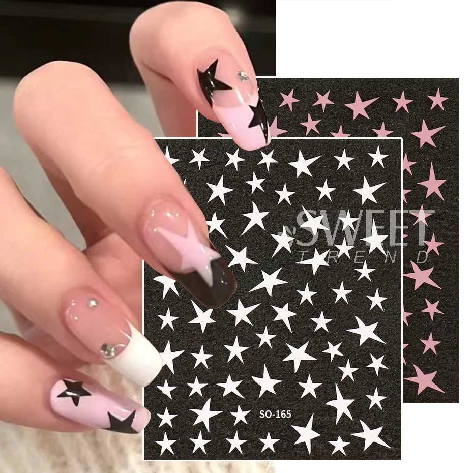 Y2K Star Nail Wraps Sticker Black White Holographic Design Adhesive Decals DIY Charm Chaebol Cool Girl Manicure Supplies JOSO165XJ240814