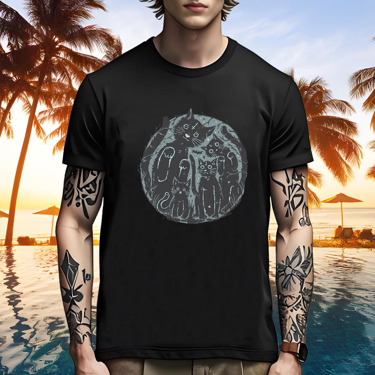 Designer T-Shirts for Men cat Breathable Short Sleeve Street Asian Size 100% Cotton 230g Tshirts DIY Customized Tops