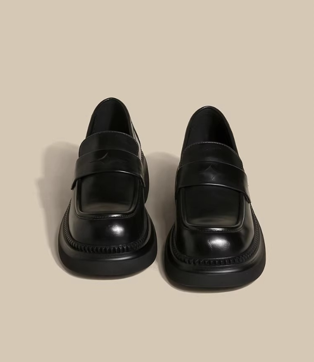 Women Shoes Leather Shoes Fashion Simple Style Lofter Shoes Black Free shipping
