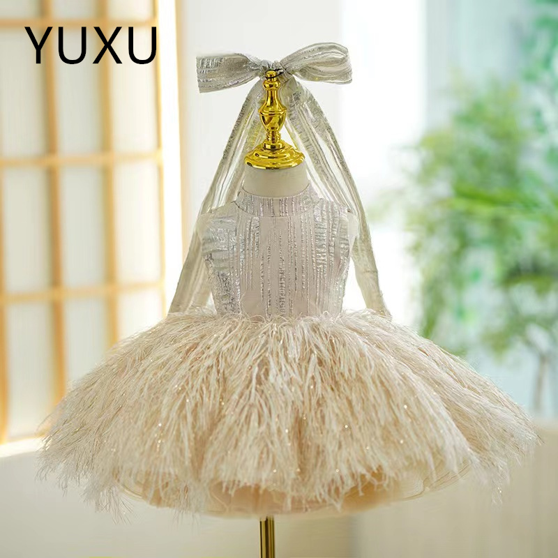 Graceful ball gown pink Flower Girl Dresses For Wedding bling Toddler Pageant Gowns Tulle First Communion Dress Lilttle Kids Birthday Pageant bling We