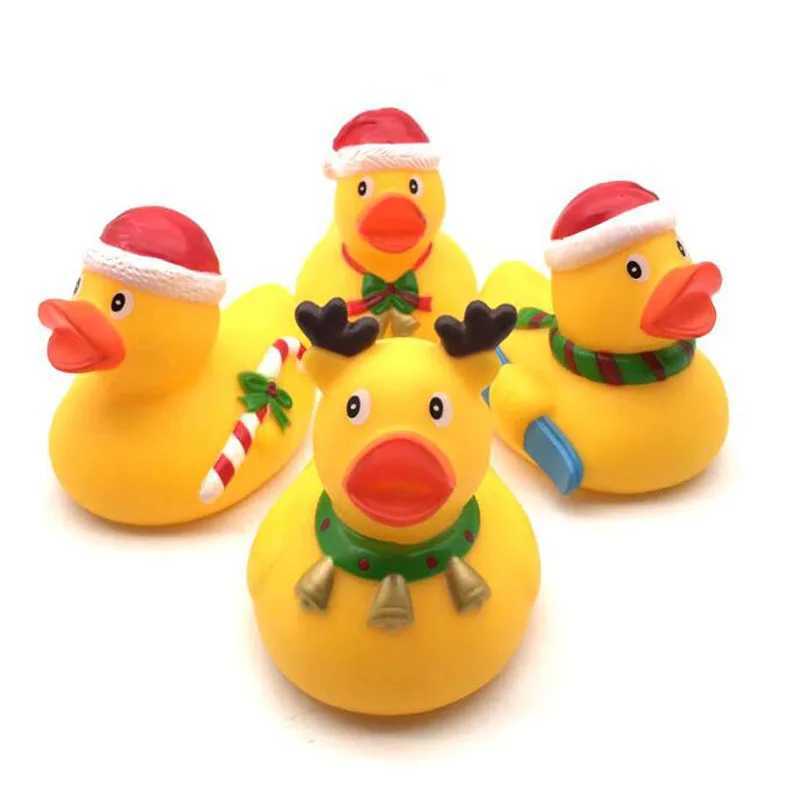 5-30PCS Kids Christmas Rubber Ducks Bath Toys Boys Girls Christmas Decor Gifts Kids Holiday Toy Gifts Cake DecorationsXJ240815