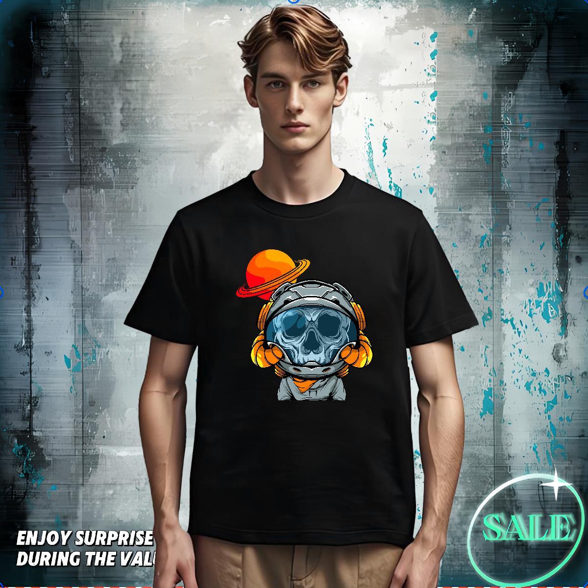 T Shirts Men 230g Pure Cotton cosmonaut Outdoor Crew Neck Breathable Asian Size Tshirts Designer Loose Fit Top Tees