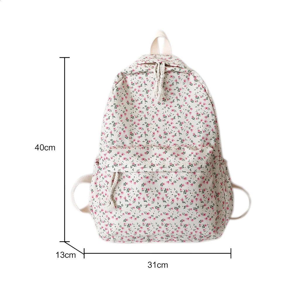 Women College Student Backpack Large Capacity Travel Laptop Rucksack Adjustable Strap Flower Book Schoolbag Teenage Bag 240813