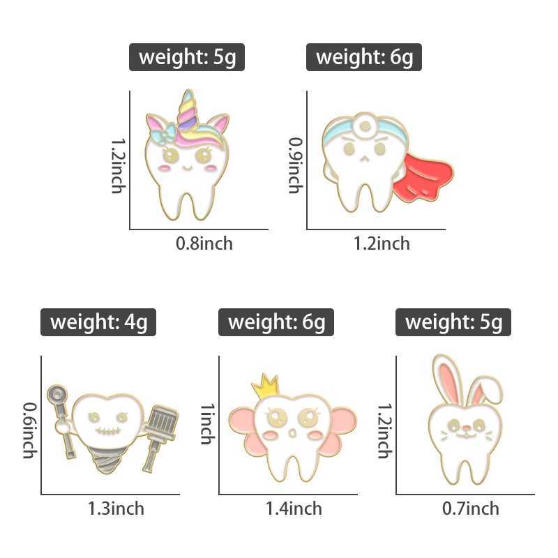 Cute teeth enamel pin rabbit animal teeth Brooch badge metal lapel pin backpack cap gift doctor nurse jewelry free delivery W240815
