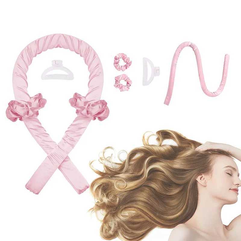 Non thermal curling headband with silk curling ribbon hair curler sleep soft headband lazy hair curler hair styling tool W240814