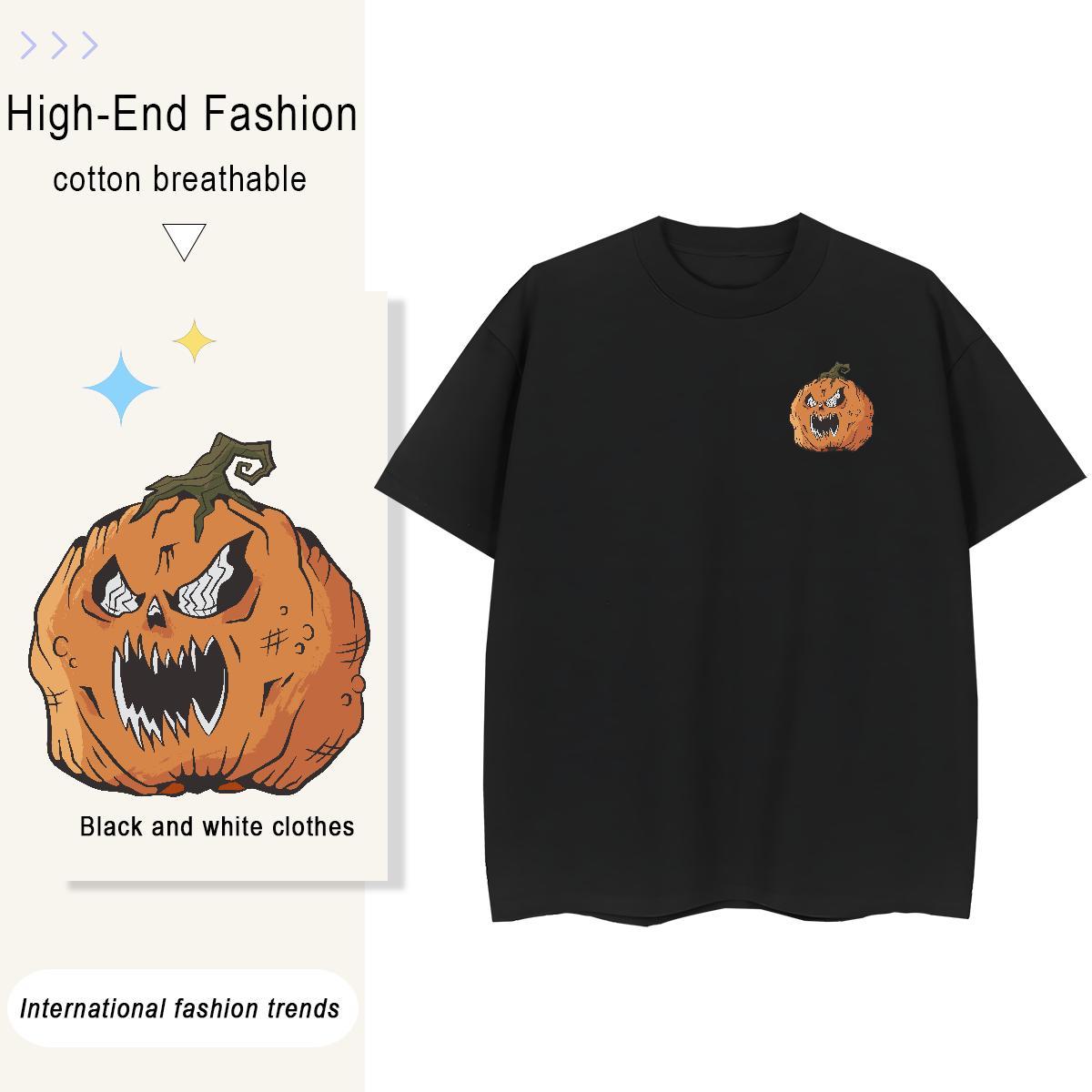 T-Shirts 100% Cotton 230g Halloween Sports Casual Pure Cotton Anime Print Men Tshirts 2024 Summer TOP Quality Tops Shirt