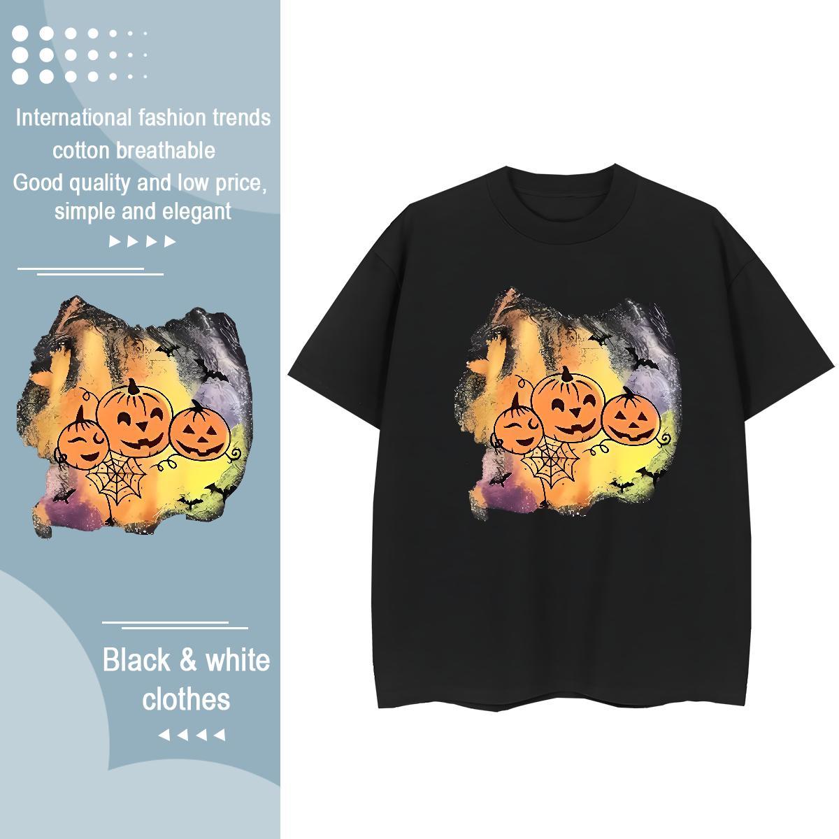 Wholesale Men T Shirts pumpkin Breathable Short Sleeve Street Casual Custom Printing 230g 100% Cotton Men Tees Fashion Designer Tops