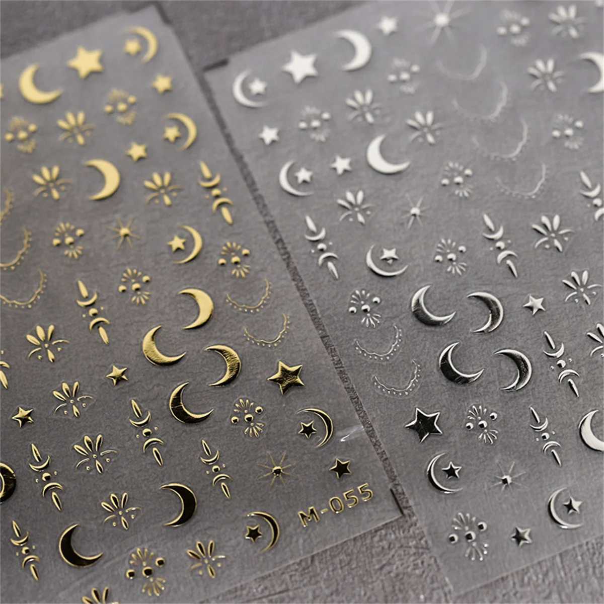 1pcs Luxury Star Moon Nail Art Stickers Gold Silver 5D Self Adhesive Nail Art Decorations Stickers Hot Stamping Manicure DecalsXJ240814