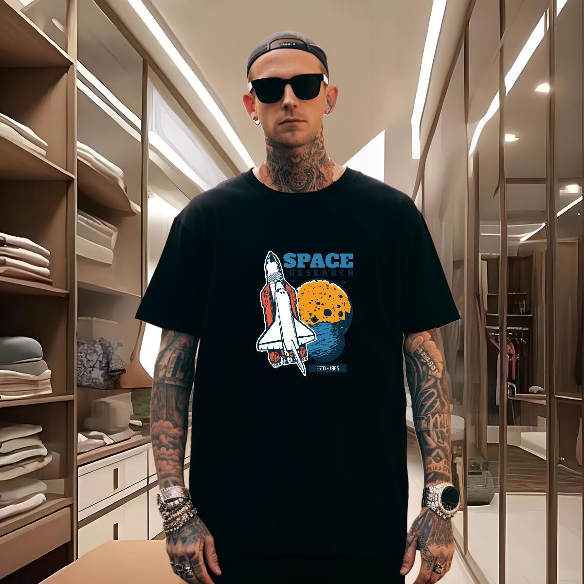 T-Shirts for Men 230g Cotton universe High Street Hip Hop Breathable Crew Neck Oversized Men Tees Fashion Designer Loose Fit Tee Shirt