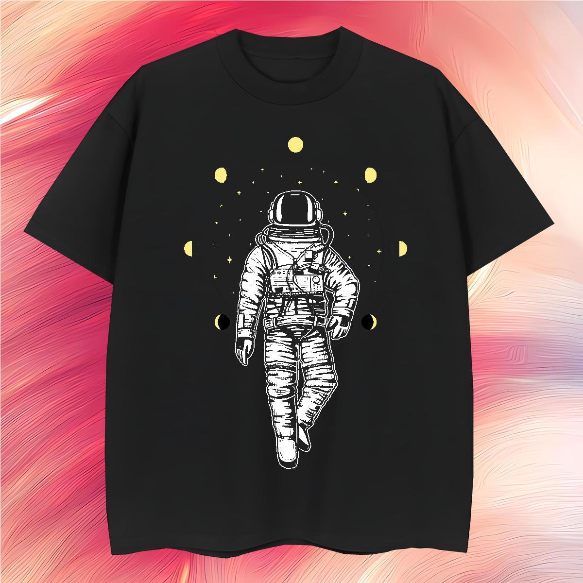 T shirt 230g Cotton universe Daily Wear Pure Cotton Cartoon Printing L-4XL Men Tops Tees 2024 New Comfortable Tee Shirt