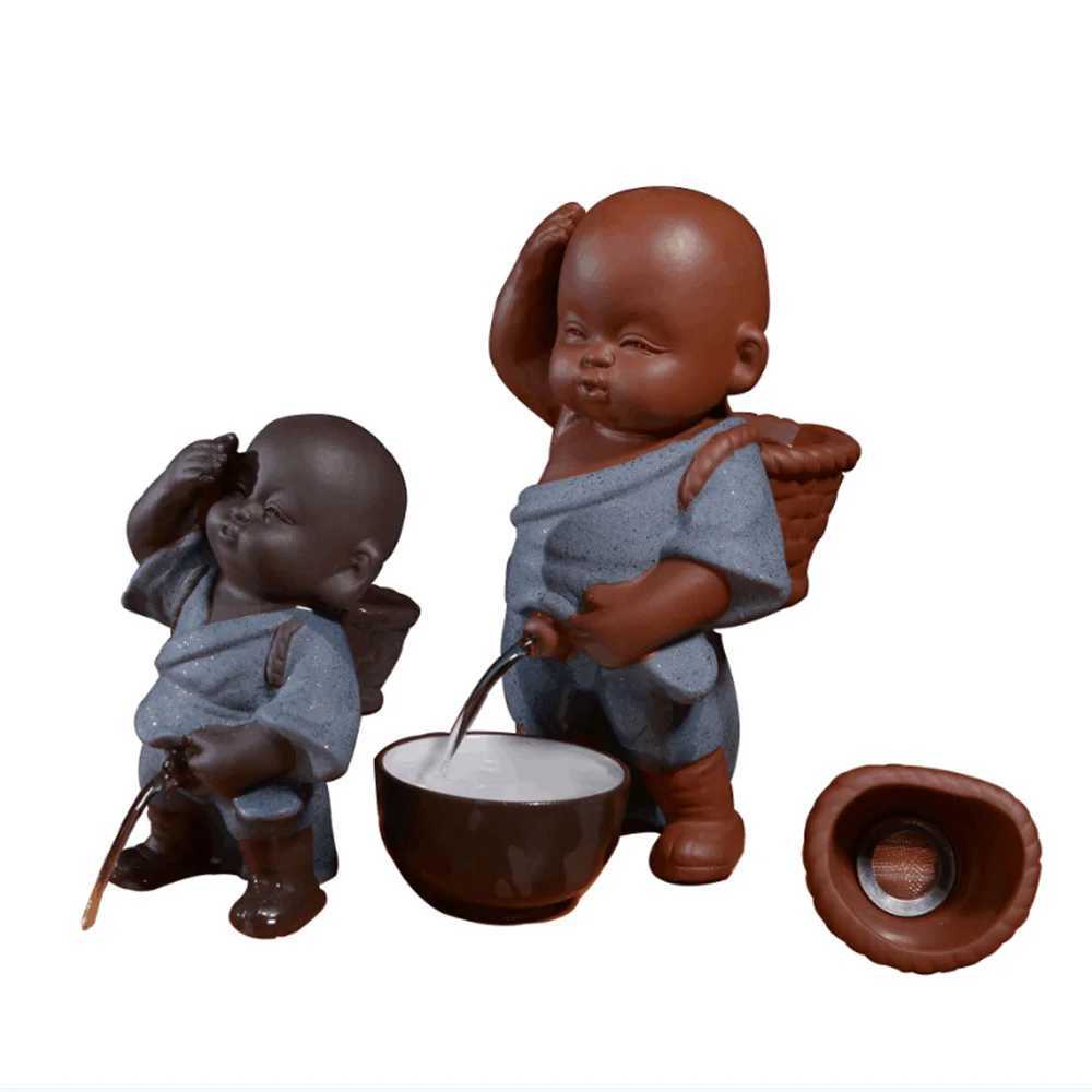Zisha Tea Strainer Traditional Process Exquisite Little Monk Decoration Creative Tea Pet Ornaments Stainless Steel FilterXJ240814