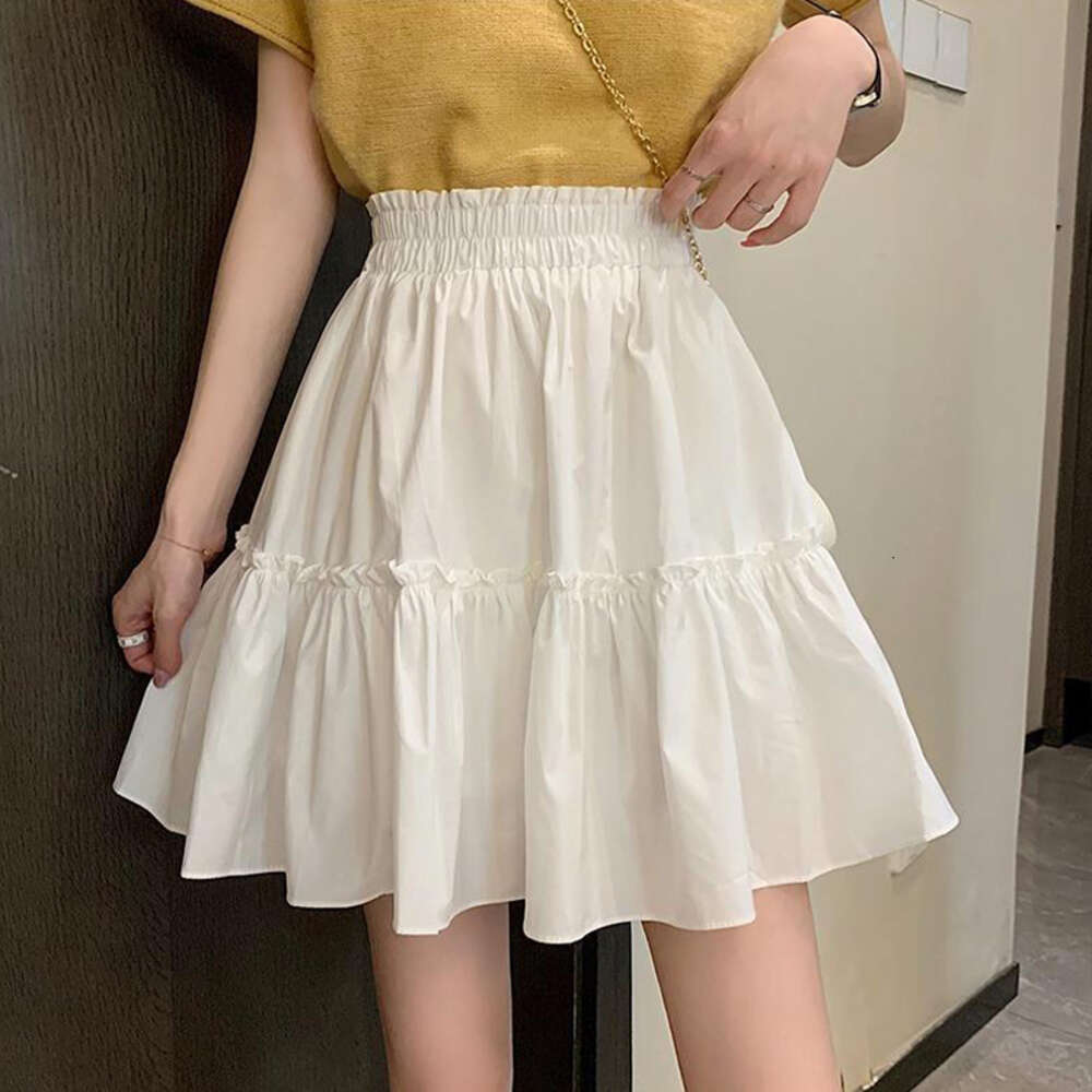 Mini Fashion A Line High Sexy Cute Ruffle Vintage Tennis Skirt Black Elastic Waist Solid Women Short Skirts s