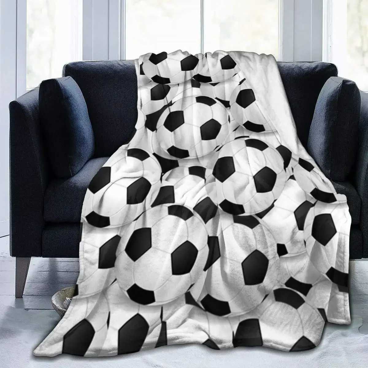 Football Throw Blankets Soccer Colorful Flannel Blanket for Kids Boys Adults Ball Sport Game Bed Sofa Blankets King Queen Size Y240815