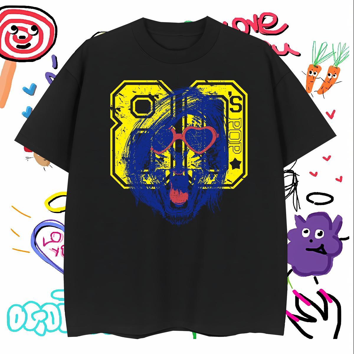 Cool T-Shirts Breathable Short Sleeve Hip Hop Anime Print 230g Cotton Men Tees Fashion Casual Polos