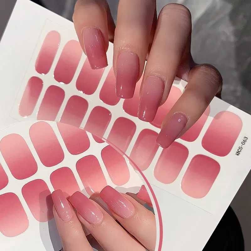Gradient Color Nail Stickers Baking Free Salon Finished Nail Patch Full Cover Adhesive Nail Wraps DIY Nail Art Manicures DecorsXJ240814