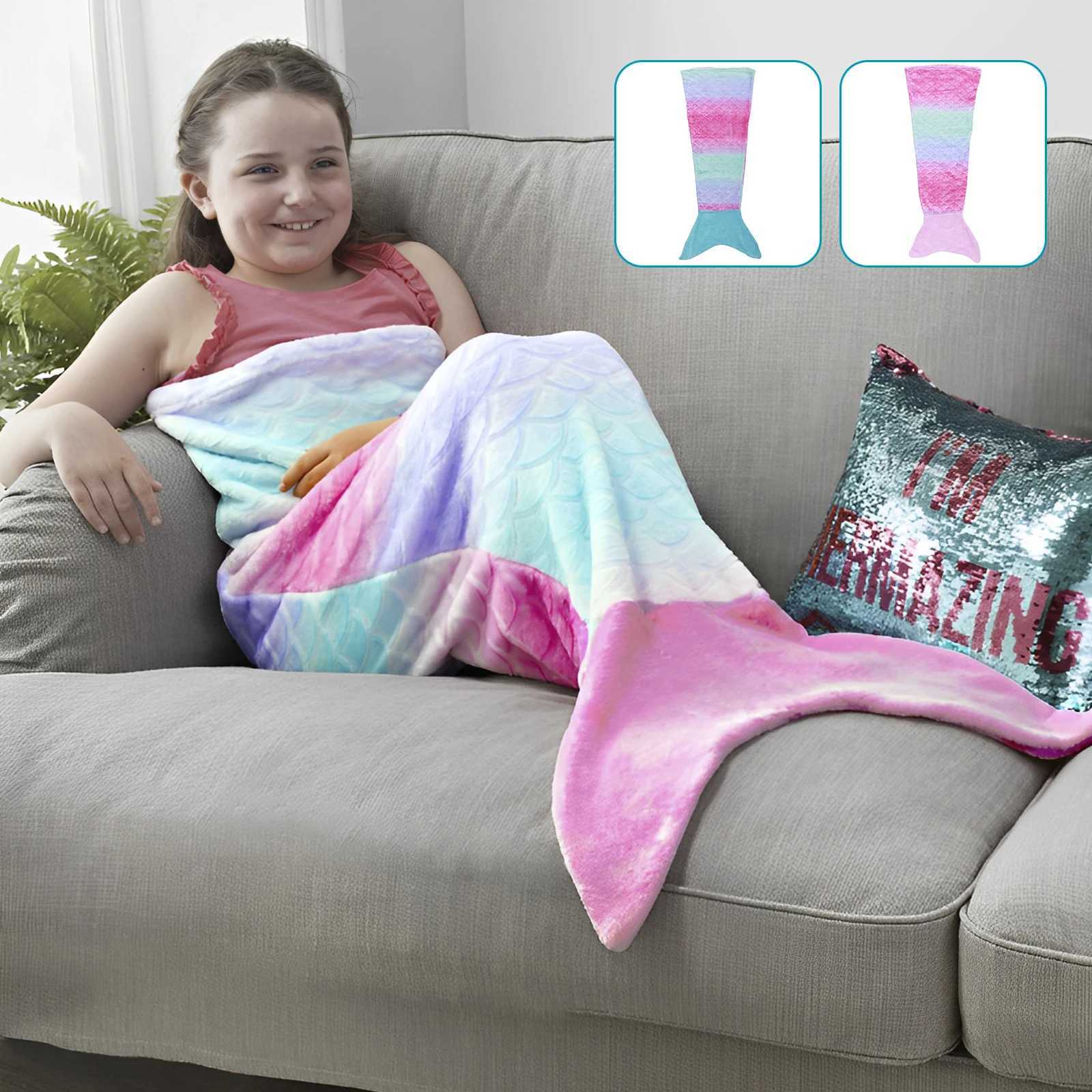 Flannel Mermaid Blanket Sleeping Blanket Adult Children Universal Mermaid Tail Blanket Children Sleeping Bag Shooting Props Y240815