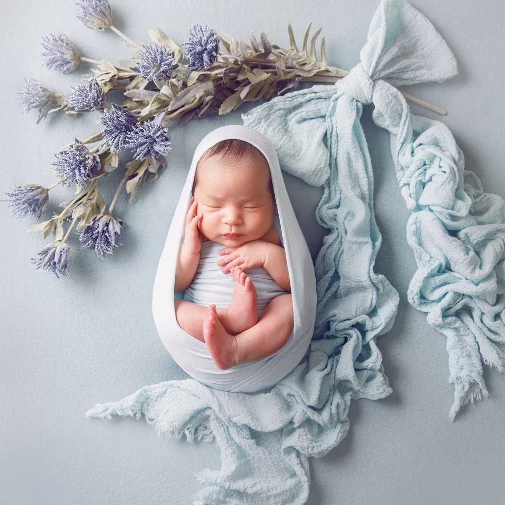 Newborn Cheesecloth Wrap Baby Photography Props Posing Fabric Cotton Stretch Blanket Hand Dyed Newborn Layer Wrap Y240815