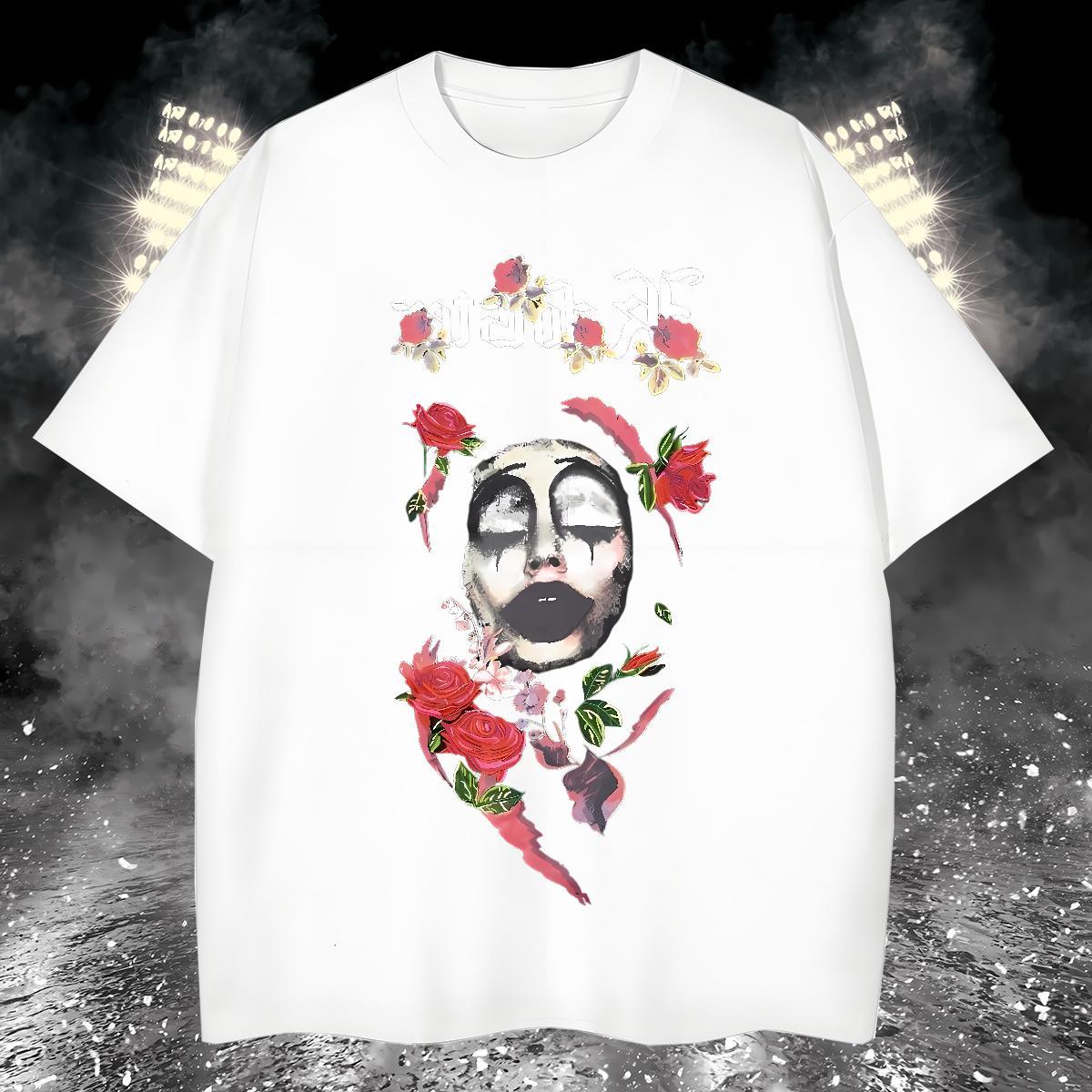 T-Shirts 230g Pure Cotton flower Daily Outfit O-Neck Short Sleeve Customized Men Tops Tees DIY TOP Quality Clothes