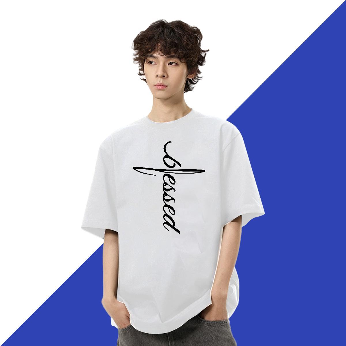 Popular Men Tops Tees Street Wear 230g 100% Cotton Custom Printing Crew Neck Breathable letter T shirt DIY Polos