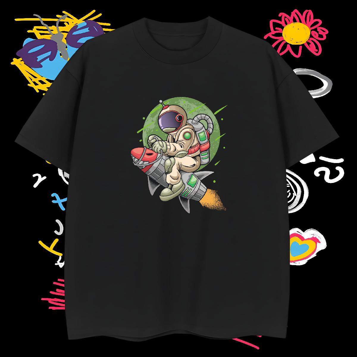 T-Shirts 230g Pure Cotton universe Street Casual Breathable Short Sleeve Cartoon Print Couples T Shirts Stylist Loose Fit Tops Shirt