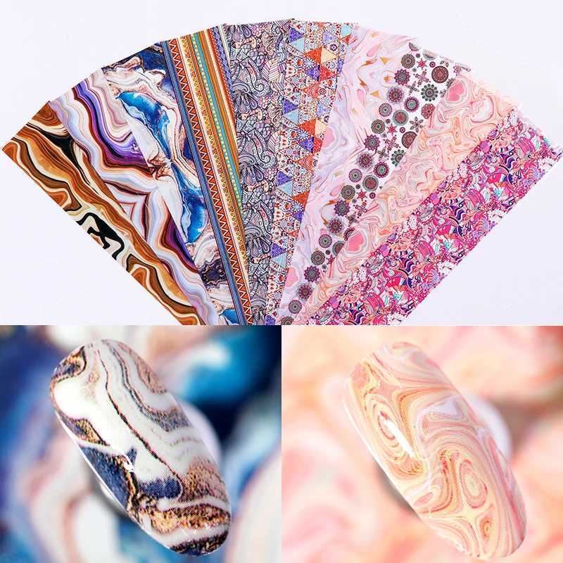 BORN PRETTY 10pcs Nail Foils Marble Paper Gel Polish Transfer Sticker DIY Pattern Manicure Nail Art Decoration DecorationsXJ240814