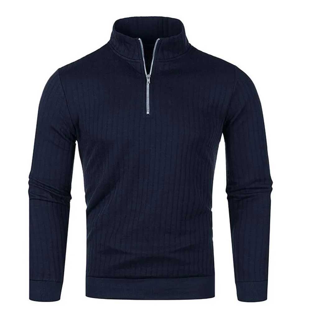 Men Semi Turtleneck Long Sleeve Half Zip Pullover Knitted Sweater Female Knitwear Tops PYBG-BSD-ZW123XJ240814