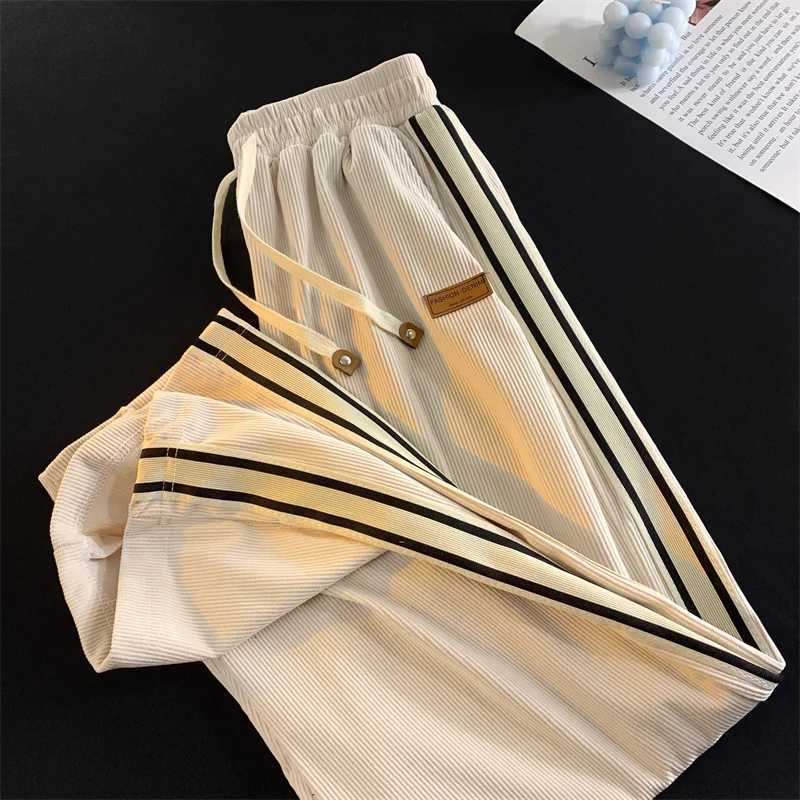 2024 new bagged striped Corduroy sports pants autumn mens casual high street harem Trouser gym Y2K retro mens underwearW240725
