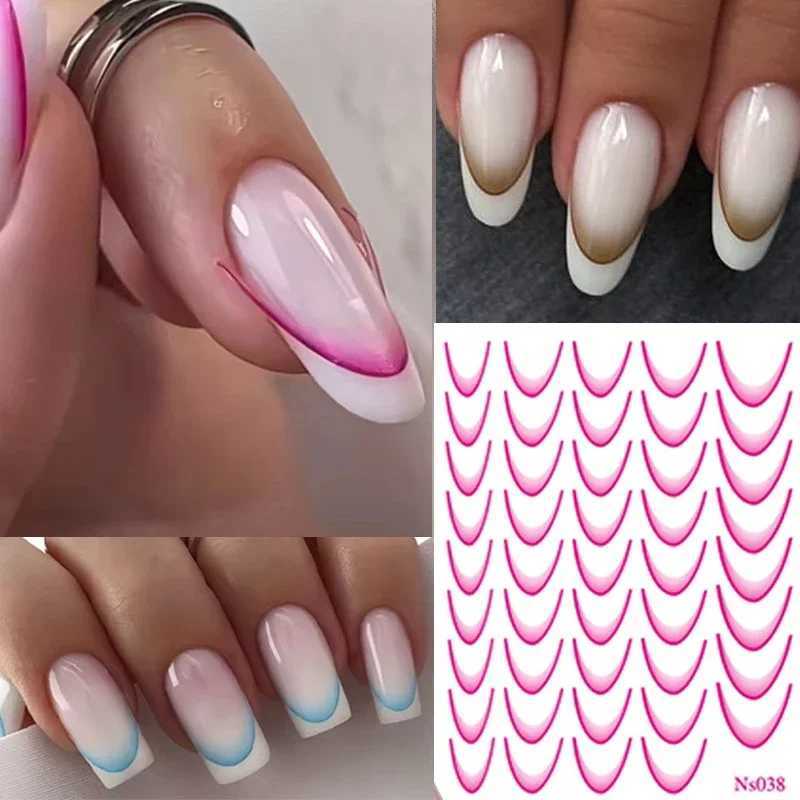 9 Colors 3D Colored French Style Nail Stickers Design French Romance Fashion Nail Accessories Gradient Line Nail Stickers DecalXJ240814