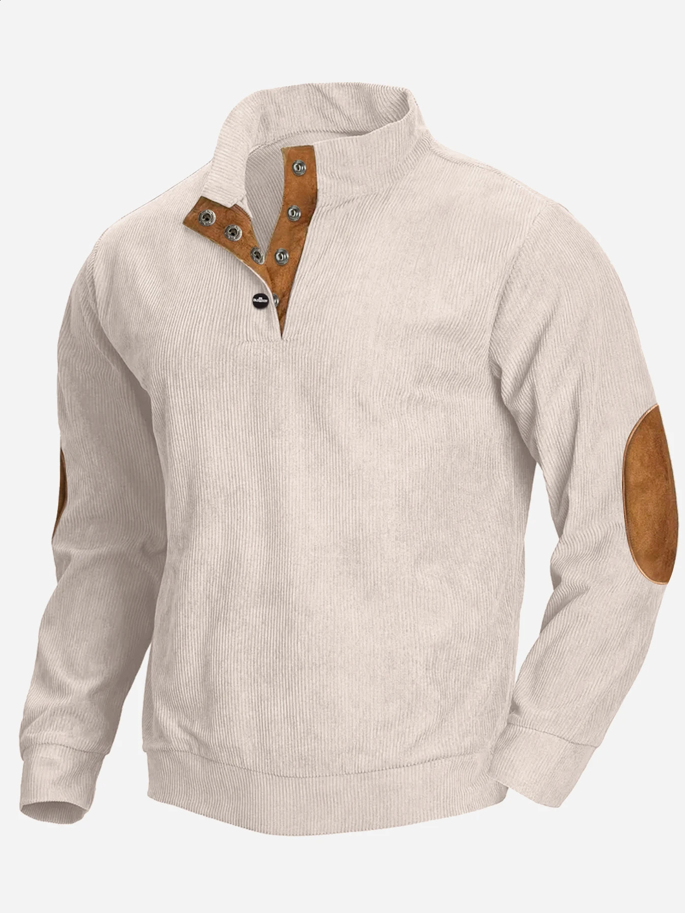 Mens High-end Corduroy Spring and Autumn Stand Collar Pullover Long-sleeved Fashion Casual Sweater 240809