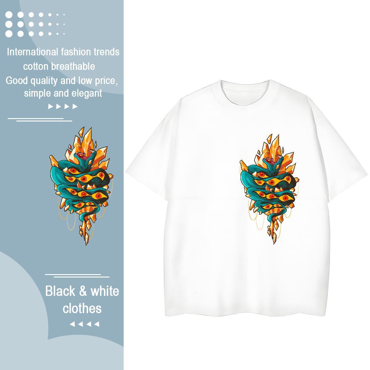 Cool T shirt snake Crew Neck High Street Hip Hop DIY 230g Cotton Men Tops Tees 2024 Tees Shirts