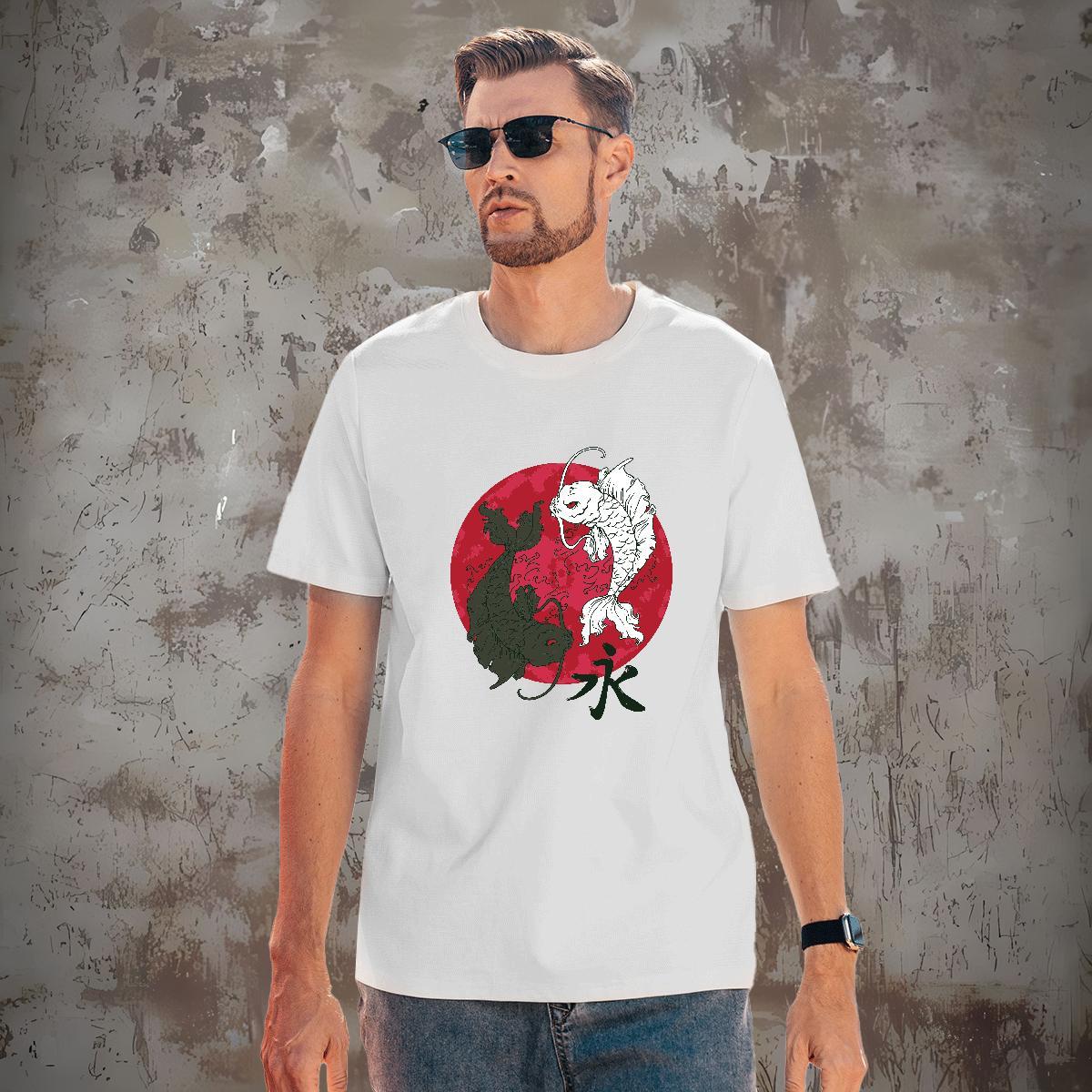 Loose Fit T Shirt For Man fish Short Sleeve O-Neck Beach Custom Cartoon 100% Cotton 230g Tshirt for Man Woman New Arrival Tops Tees