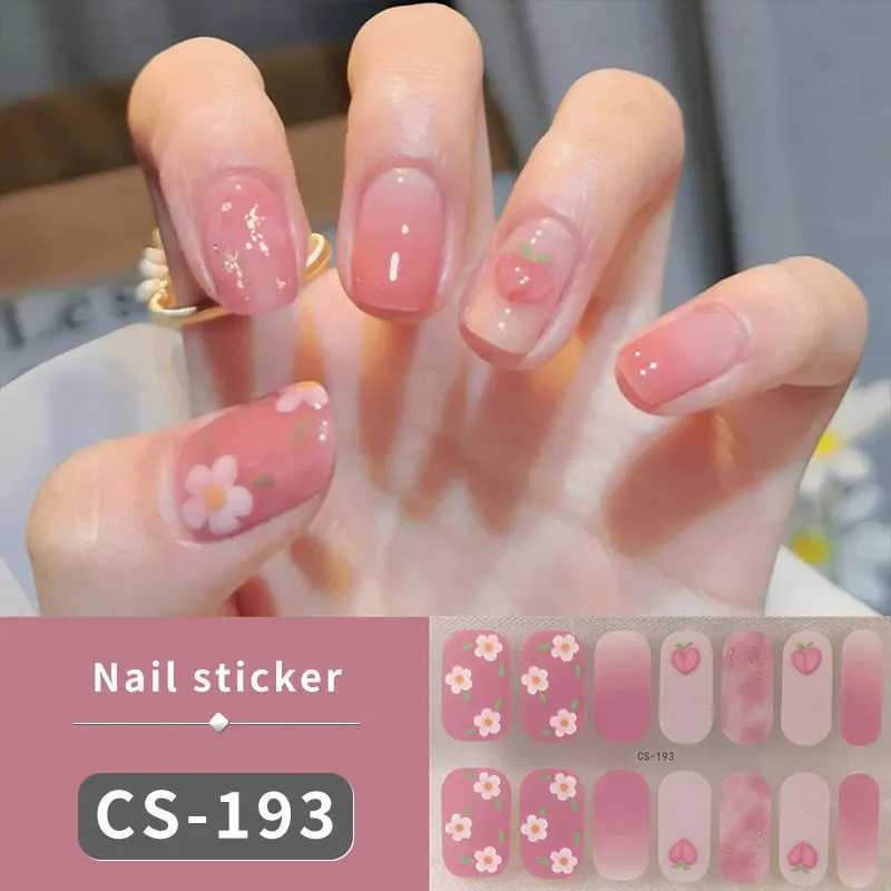 Flower Full Cover Nail Sticker Press on Full Nail Wraps Adhesive Long-Lasting Manicure Quick Nail Design Decals for Nail StarterXJ240814