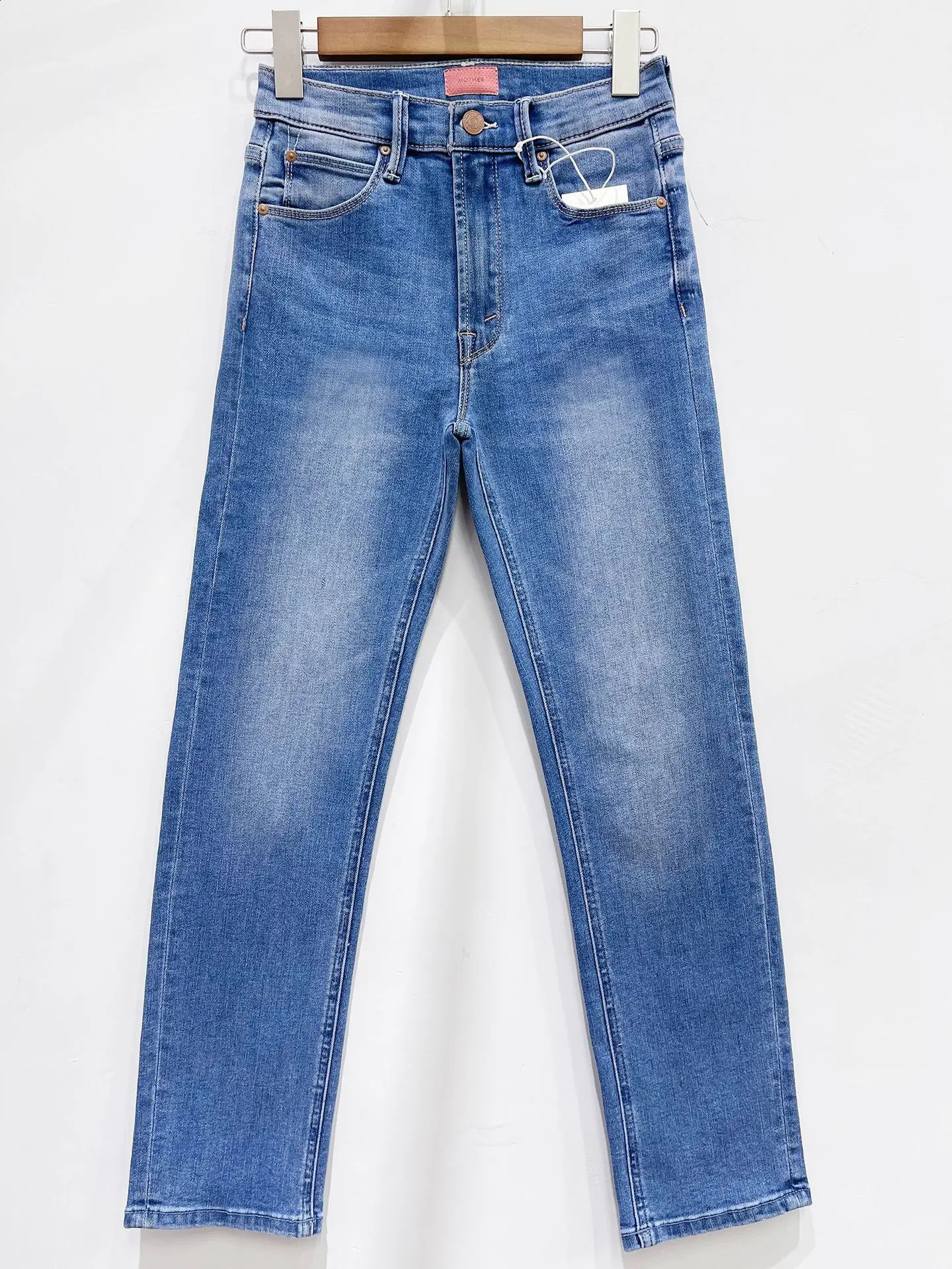 Women Stretch straight denim pants fashion casual ankle-length jeans 240815