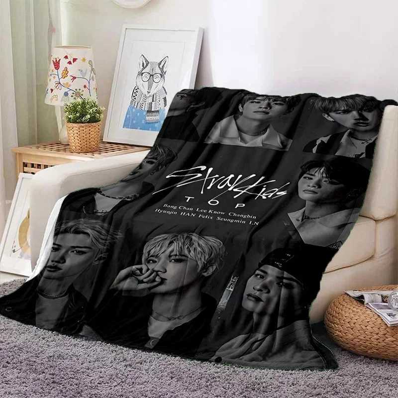Korea Kpop Stray Kids 3D Singer Soft Flannel Blanket for Beds Bedroom Sofa PicnicThrow Blanket for Cover Outdoors Leisure Gift Y240815