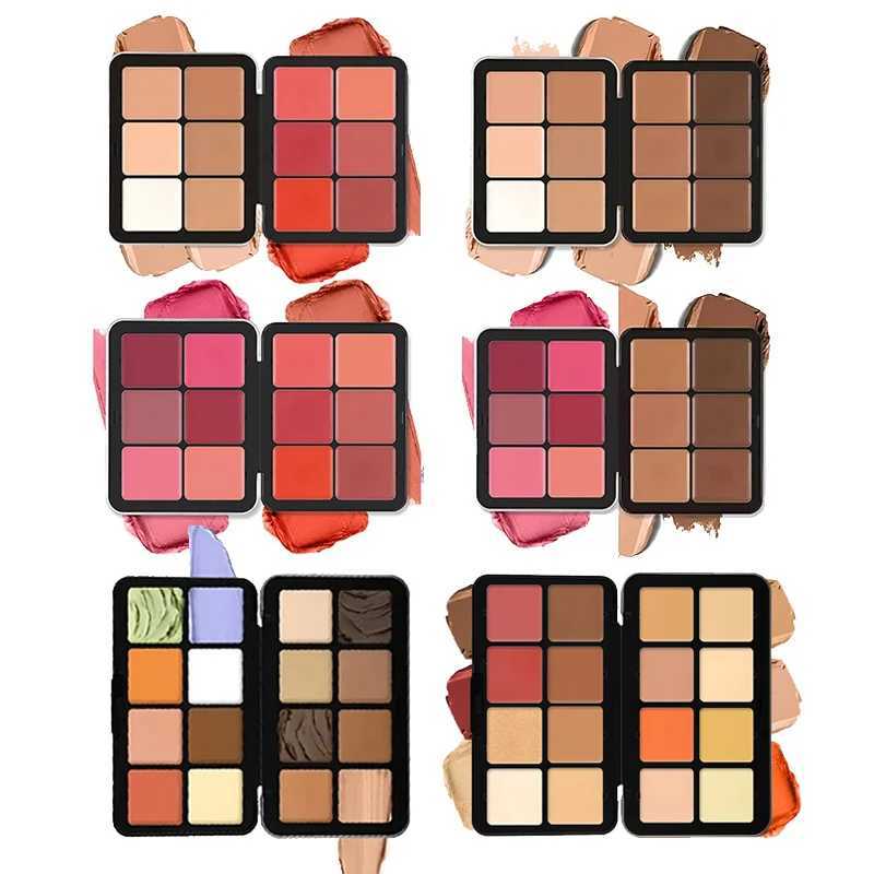 12-Color Iron Box Blusher Plate Multi-Color Cream Blush Plate Concealer Plate Contour and Highlighter Palette Makeup Blush Face Y240815