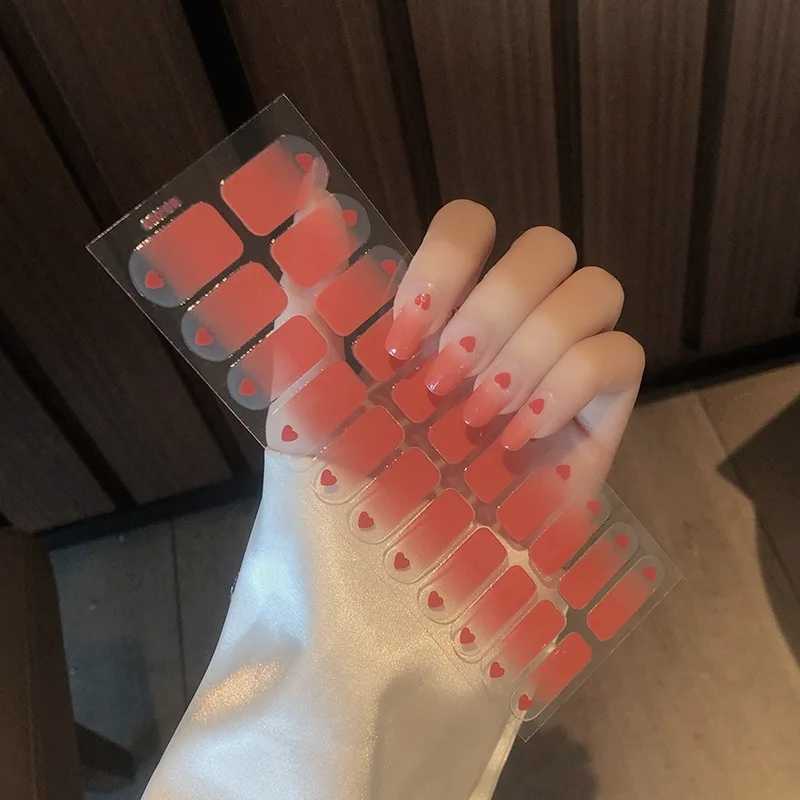 Semi Cured Gel Nails Art Stickers Fashion Solid Color Manicure Decal UV LED Lamp Need Gel Nail Decals Nail Sticker DecorationXJ2405