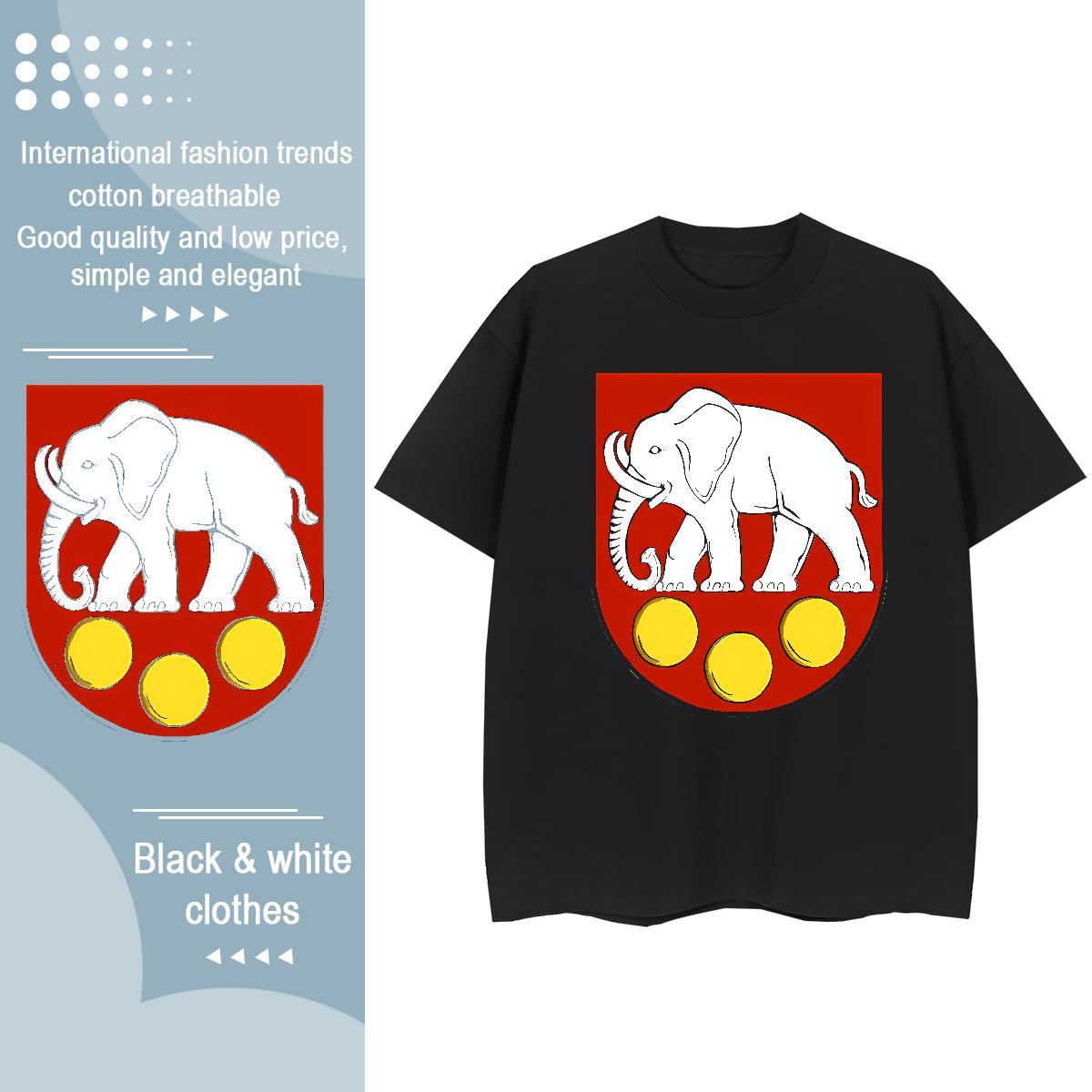 Unisex Men T Shirts elephant Short Sleeve O-Neck Daily Wear Floral Print 230g Cotton Men Tees New Designer Tops
