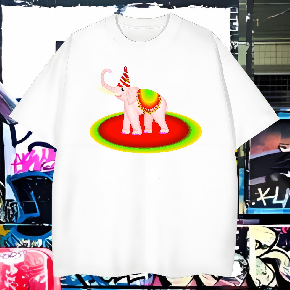 Cool Design T Shirts Men elephant Short Sleeve Soft Daily Outfit Cartoon Print 230g Pure Cotton Men Tees Fashion Tops