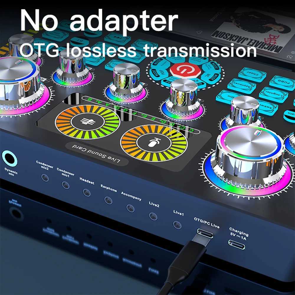 Live Studio Record Sound Card Bluetooth Compatible Microphone Mixer Voice Converter for Live Audio Mixer Podcast Karaoke B240815