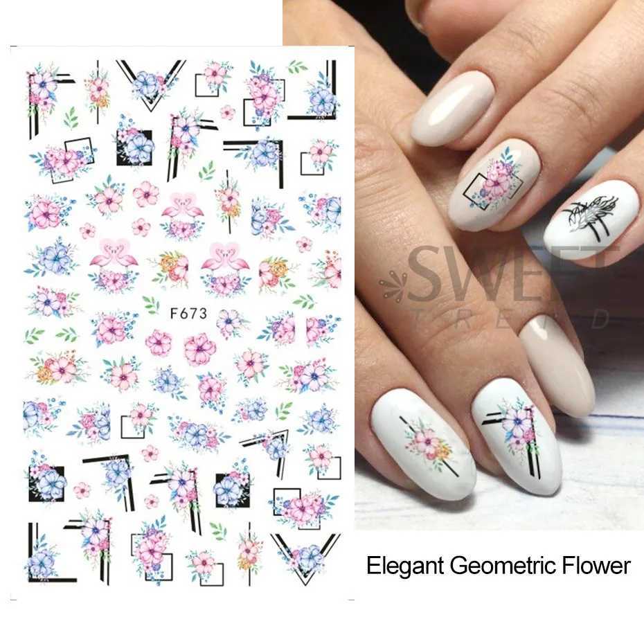 Colorful Butterfly Nail Sticker Luxury Manicure Design 3D Floral Leaf Geometric Abstract Face Decals Slider Nail Art AccessoriesXJ240814