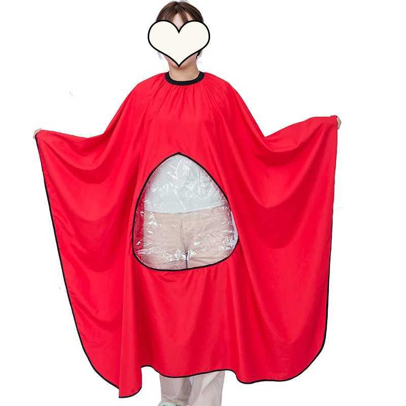Professional Barber Cape Large Barber Clothe Barber Salon with Perspective Window Cape Adjustable Elastic Necklace W240814